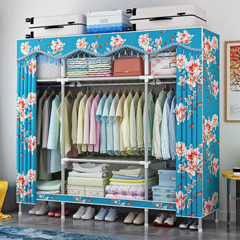 【京东优选】简易布衣柜家用出租房简约现代经济型组装双人卧室衣橱