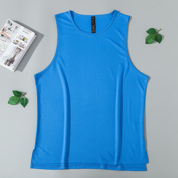 篮球运动背心男新款速干透气马拉松跑步训练休闲健身背心男士蓝色下摆