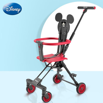 迪士尼(Disney)遛娃神器溜娃婴儿推车轻便可折叠手推车宝宝四轮儿童神车 HT-X1米奇红