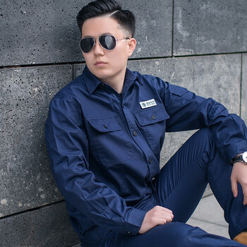 姬帝茫夏季薄款国家电网电力工作服纯棉长袖藏蓝色电厂电工工服套装男