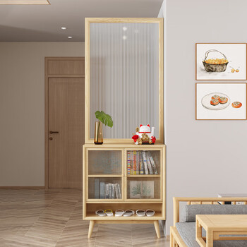 莎庭(sartill)日式玄关柜矮屏风隔断一体客厅门厅长虹玻璃实木入户