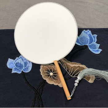 可狄(kedi) 真丝熟绢布宫扇圆扇刺绣工笔手绘画空白团扇di扇面 书法