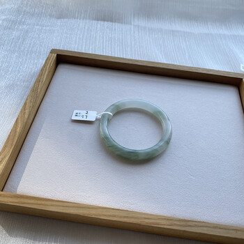 天然新疆天山翠小圆条手镯少女款细条玉镯子金丝玉雪翠 一物一图 16号