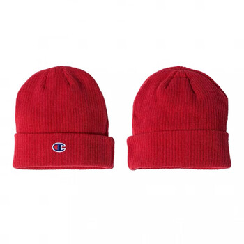 champion冷帽经典刺绣标小logo男女情侣保暖针织毛线帽子 大红色 均码