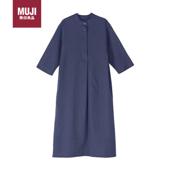 无印良品(muji) labo 女式 棉双层纱织连衣裙 bfi92c3s  蓝色 m