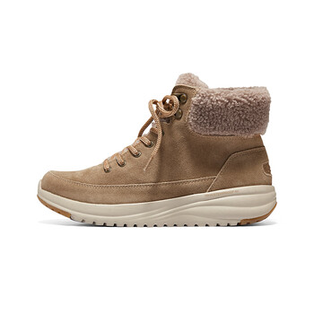 斯凯奇skechers冬季新款女鞋雪地靴登山靴加绒马丁靴美拉德风靴子棕色