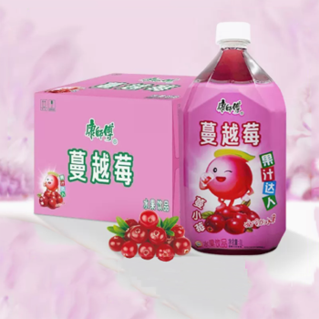 康师傅蔓越莓果味饮料1l*8瓶蔓越莓果汁大瓶夏季清甜水果果味饮品