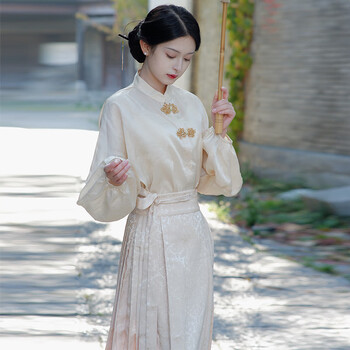 bkqu复古中国风新中式现代汉服改良提花马面裙日常半身裙通勤提花月色