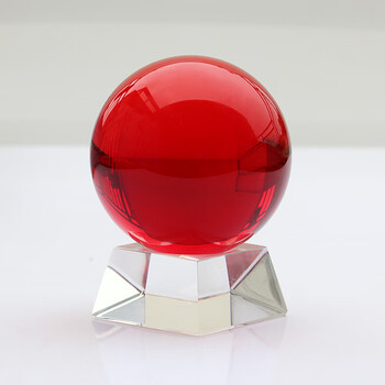 珠泰 红色人造水晶玻璃球k9材料家居饰品玄关客厅桌面