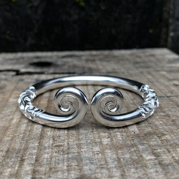 欣艾熙 精致如意金箍棒手镯祥云999足银雪花银实心纯手工定海神针