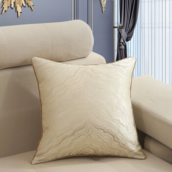 皮沙发靠枕抱枕客厅高档四季通用欧式靠垫套欧美奢华护腰含芯 米色