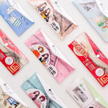 小学生可爱闺蜜三角板尺子套装男女儿童学习用品文具奖2115饭食系列1