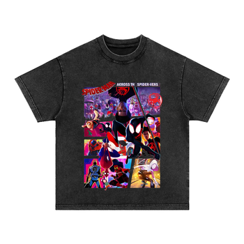 恋业漫威联名蜘蛛侠纵横宇宙短袖t恤夏季宽松休闲纯棉格温迈尔斯衣服 