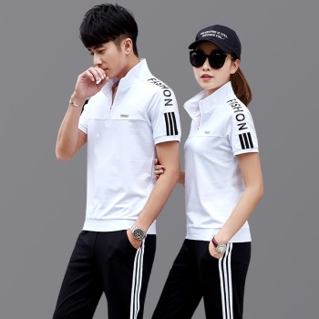 杰宾路运动套装夏季短袖长裤运动服情侣装韩版休闲套装夏两件套 白色 男L(建议体重110-125斤)