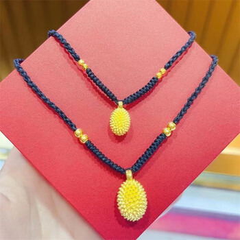 尚采罗珠宝黄金吊坠999足金榴莲3d硬金榴莲忘返项链编绳锁骨链榴莲