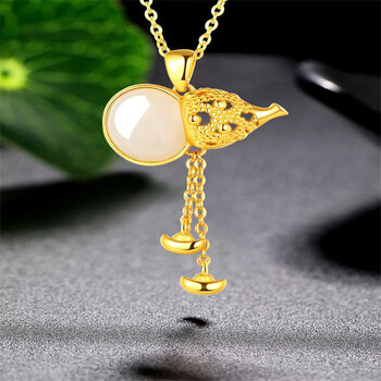 银吊坠女s925和田玉葫芦挂坠坠子玉坠镂空项链生日礼物【图片 价格