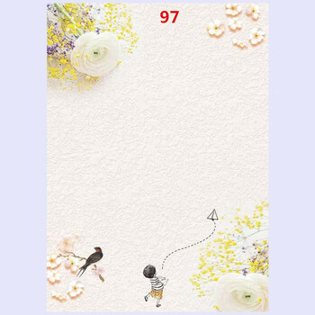 100张彩色信纸a4打印纸书写纸花纹带图案信纸卡通信签纸97号100张
