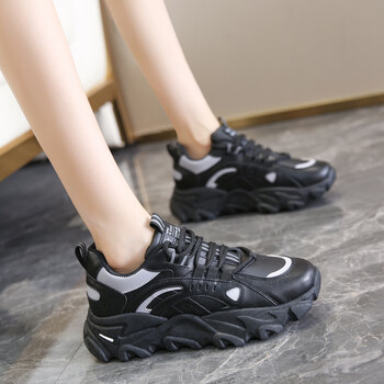 361老爹鞋女潮百搭显脚小春秋新款皮面防水运动鞋学生轻便跑步鞋全