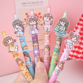 欧鲸 小麻薯中性笔高颜值卡通签字笔ins学生刷题笔少女心按动笔头5 0.