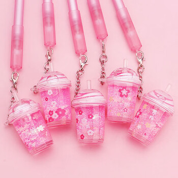 珍珠奶茶中性笔 高颜值黑笔可爱少女心吊坠笔饮料果汁好看水笔卡通笔