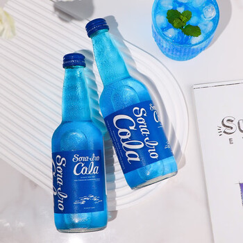 齐藤日本进口 可乐齐藤可乐蓝色可乐广岛复古玻璃瓶汽水碳酸饮料 【单