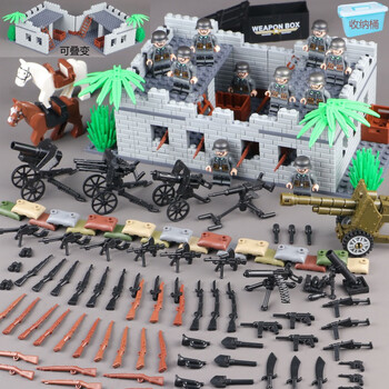 乐高(lego)二战军事场景堡垒战壕阵地美军德军士兵人仔积木儿童男孩