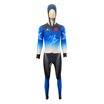成人儿童大道速滑服短道连体花样滑冰服速滑服可定制logo天蓝色xxxs