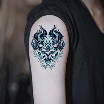 uhfq纹身贴男士私处胸前龙头刺青色防水纹身贴手臂仿真男女青龙狮子