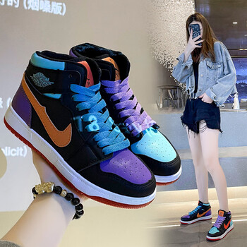 一号女休闲运动鞋学生拼色马卡龙百搭潮流嘻哈莆田鸳鸯鞋aj01鸳鸯38