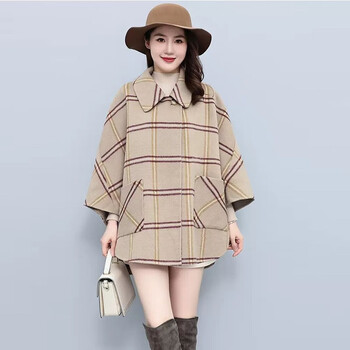 款秋冬季女装短款加厚呢子大衣女士小个子斗篷宽松气质显瘦上衣毛呢