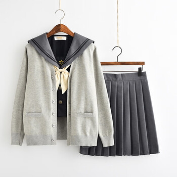 【jk制服官方】日系学院风正统软妹裙灰色水手服套装jk日本关西襟长袖