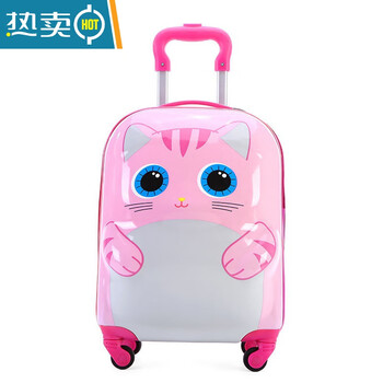 斐利汐迪儿童行李箱女儿童拉杆箱18可爱行李箱小学生卡通旅粉色猫咪