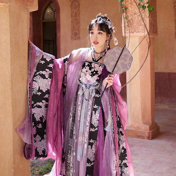 十三余小豆蔻儿[幻影香凡]织金绣花紫色渐变大袖衫汉服女外套外披 大