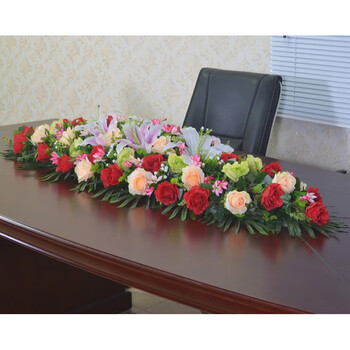 仿真台花塑料假花办公室讲台签约接待酒店长形餐桌会议布置摆装饰120