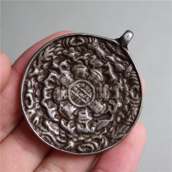 九宫八卦牌西藏传铁雕九宫八卦牌吊坠藏式手工寒铁九宫牌包挂钥匙链坠