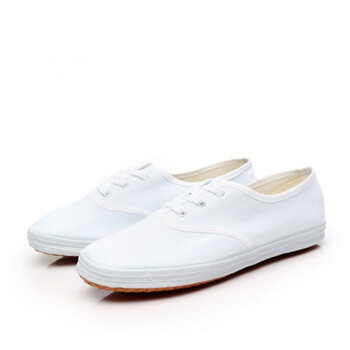 排球鞋防滑耐磨牛筋底白色帆布鞋系带轻便透气通用同款运动鞋 白色 46