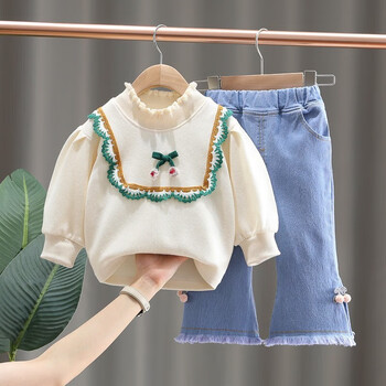 半儿童服装女孩秋装女童秋天衣服白色套装110码34岁体重3235斤左右穿