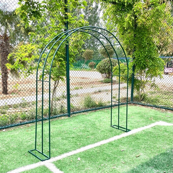 铁艺弧形拱门爬藤架子庭院葡萄架拱形门花枝架月季爬藤不生锈花架 绿