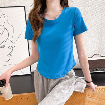 新款韩版不规则燕尾设计感ins修身短款高腰上衣心机设计感不规则短款t