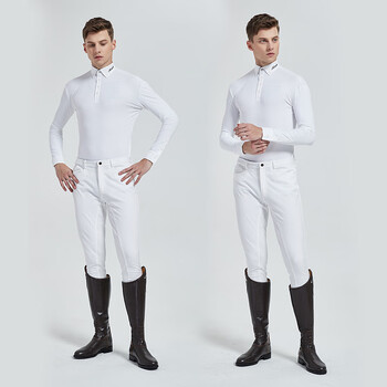 baslong马术装备夏季骑马速干骑士套装比赛训练赛马服装男款长袖衫