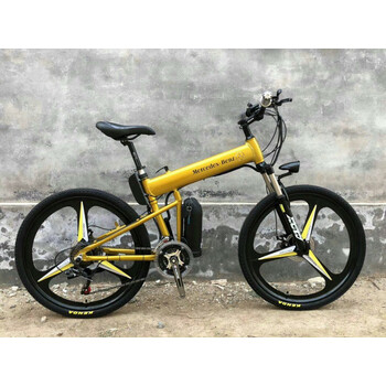 foly折叠电动自行车男电动助力改装26寸锂电变速单车越野代步27速金色