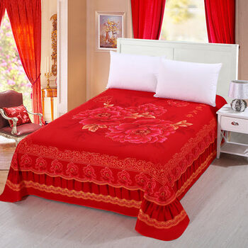 顾致老式国民床单单件斜纹磨毛152m家纺婚庆大红布床上褥单被单3d大版