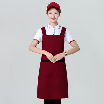 运锋纯棉围裙女时尚订做印字印logo酒店空姐全棉加厚工作服定制店名刺