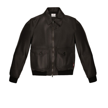 bally巴利男士皮衣夹克外套上衣短款黑色衬衫领拉链开合日常休闲黑色