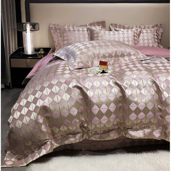 美罗家纺四件套感黑金色120支提花纯棉床上四件套全棉100被套床笠款