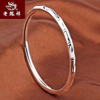 铭闽mzm封口式银手镯9999女竹节年轻款实心细圈圆条银镯子送女友礼