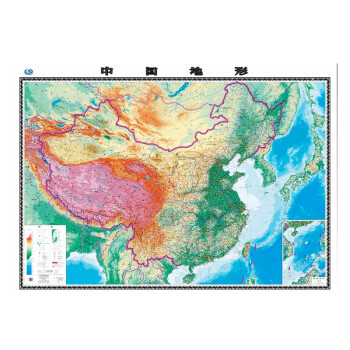 中国地形图 2020新版 纸质盒装贴图 1.1米*0.8米 带等高线 地理地图
