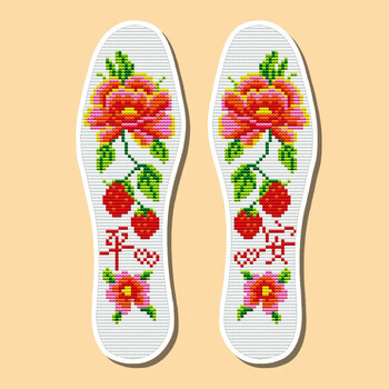 鞋垫自己绣棉线满绣手工鞋垫半成品男女情侣款通用透气棉鞋垫儿平安41