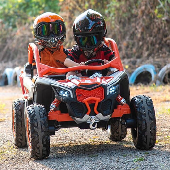 益京庞巴迪超大号双座儿童电动越野车四轮遥控小孩玩具可坐人宝宝网红