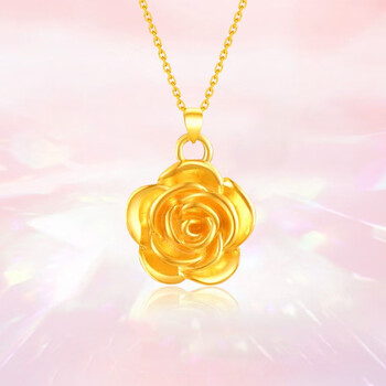 玫瑰花黄金吊坠 黄金项链女 足金套链 妈妈生日礼物 黄金套链3